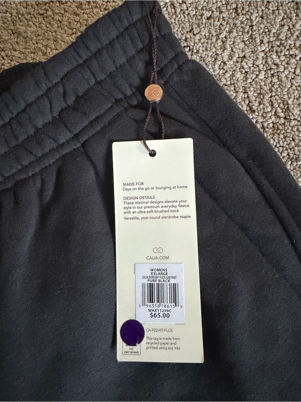 CALIA Black Everyday Fleece High-Rise Jogger - Picture 4 of 6